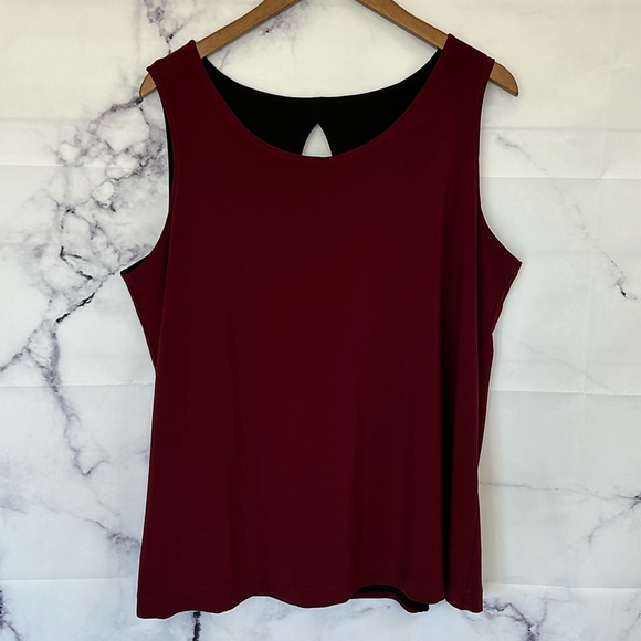 DENNIS BASSO Italia Knit Reversibile Tank Top Black Solid Maroon - Picture 2 of 13